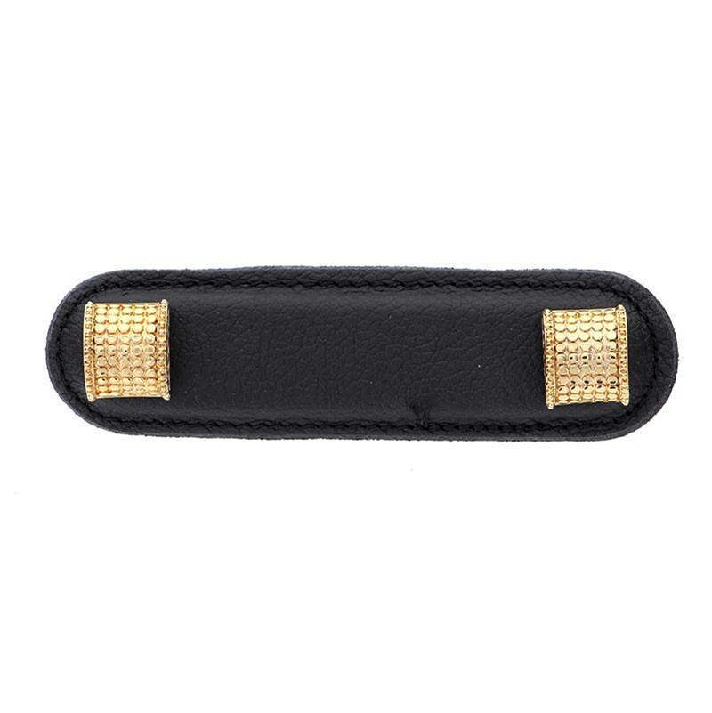 Vicenza Designs Tiziano, Pull, Leather, Half-Cylindrical, 3 Inch, Black, Polished Gold