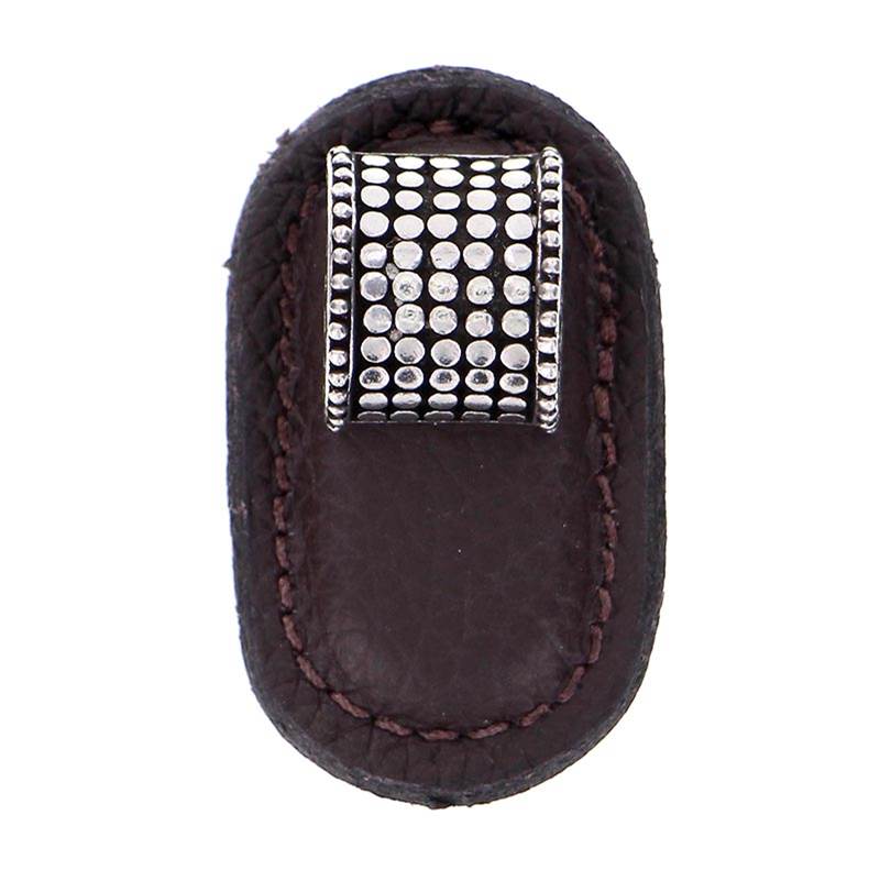 Vicenza Designs Tiziano, Knob, Large, Leather, Half-Cylindrical, Brown, Vintage Pewter