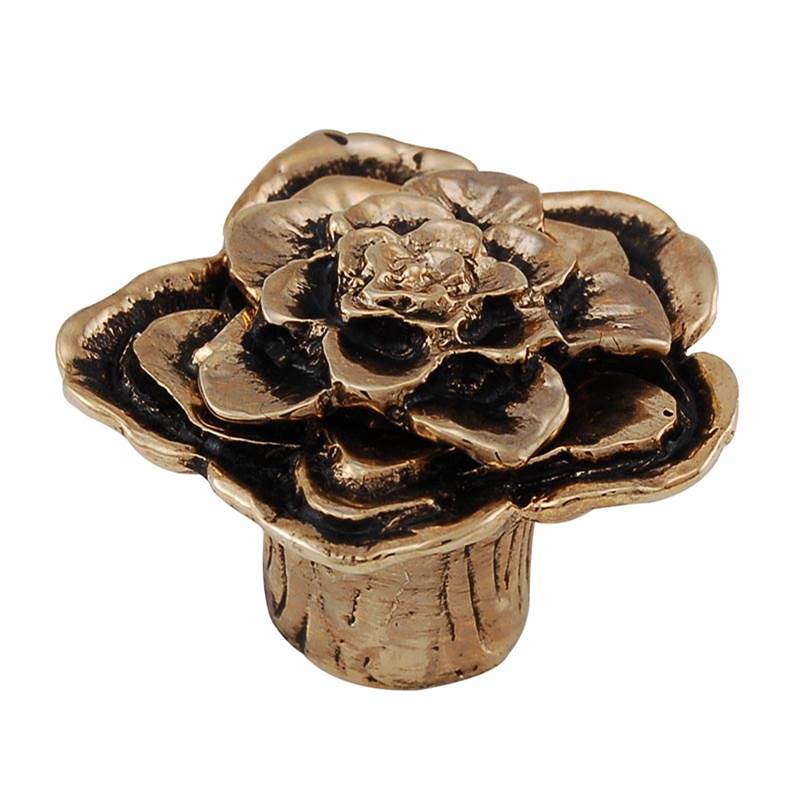 Vicenza Designs Carlotta, Knob, Large, Double Rose with large center, Antique Gold