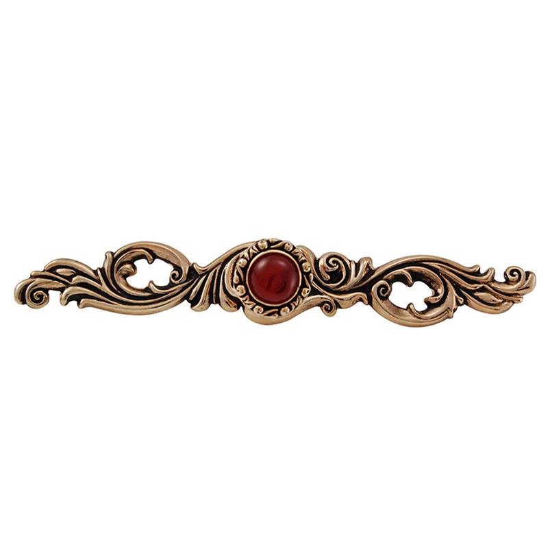 Vicenza Designs Liscio, Knob, Small, Round, Stone Insert with Backplate, Carnelian, Antique Gold