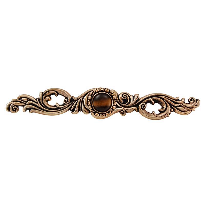 Vicenza Designs Liscio, Knob, Small, Round, Stone Insert with Backplate, Tiger''s Eye, Antique Gold