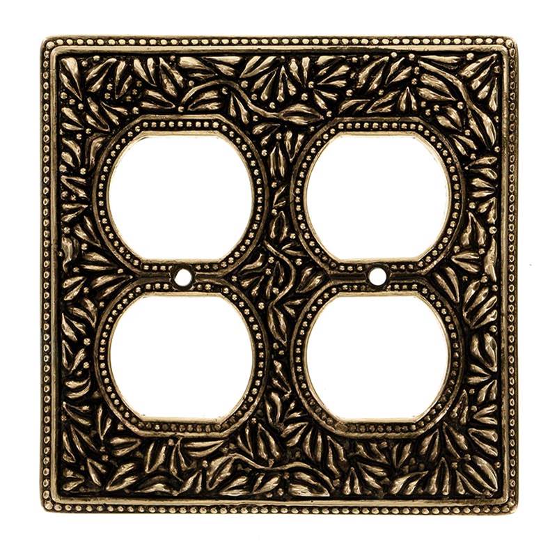Vicenza Designs San Michele, Wall Plate, Double Outlet, Antique Gold