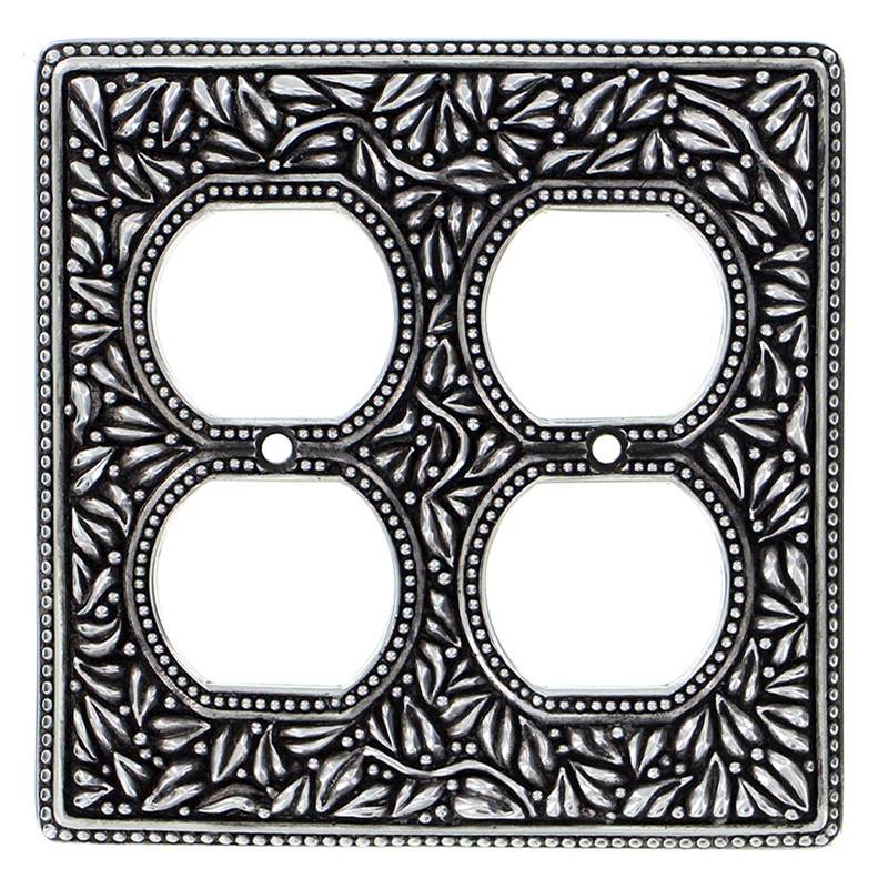 Vicenza Designs San Michele, Wall Plate, Double Outlet, Antique Silver