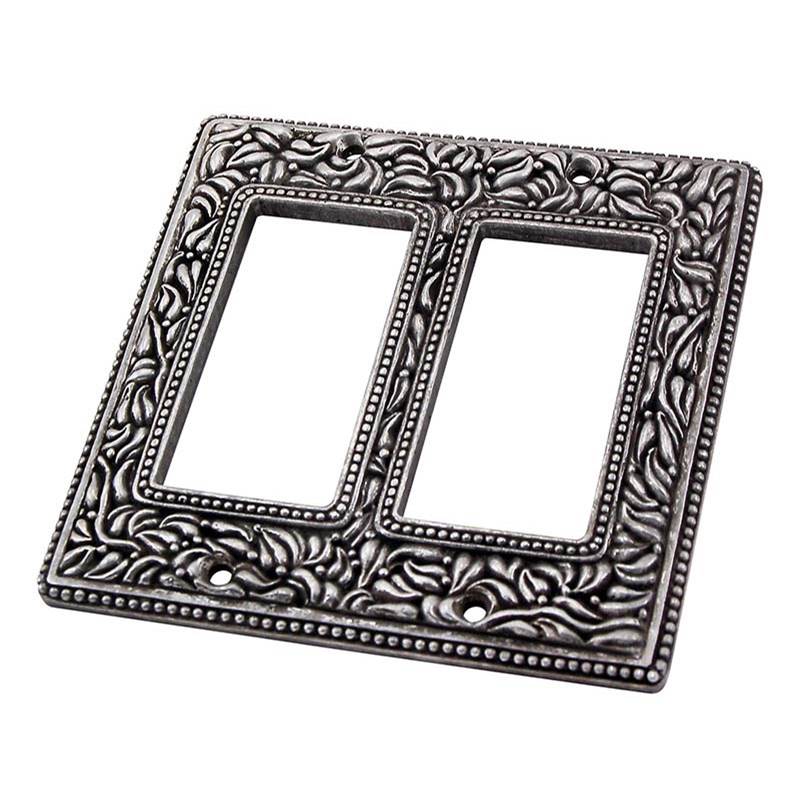 Vicenza Designs San Michele, Wall Plate, Double Dimmer, Antique Silver