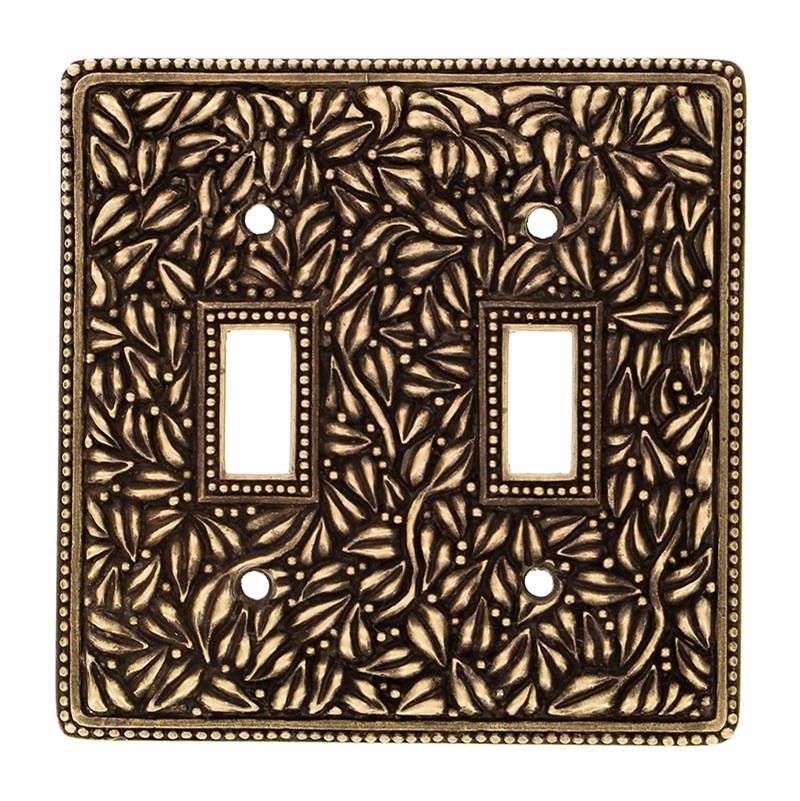 Vicenza Designs San Michele, Wall Plate, Double Toggle, Antique Brass