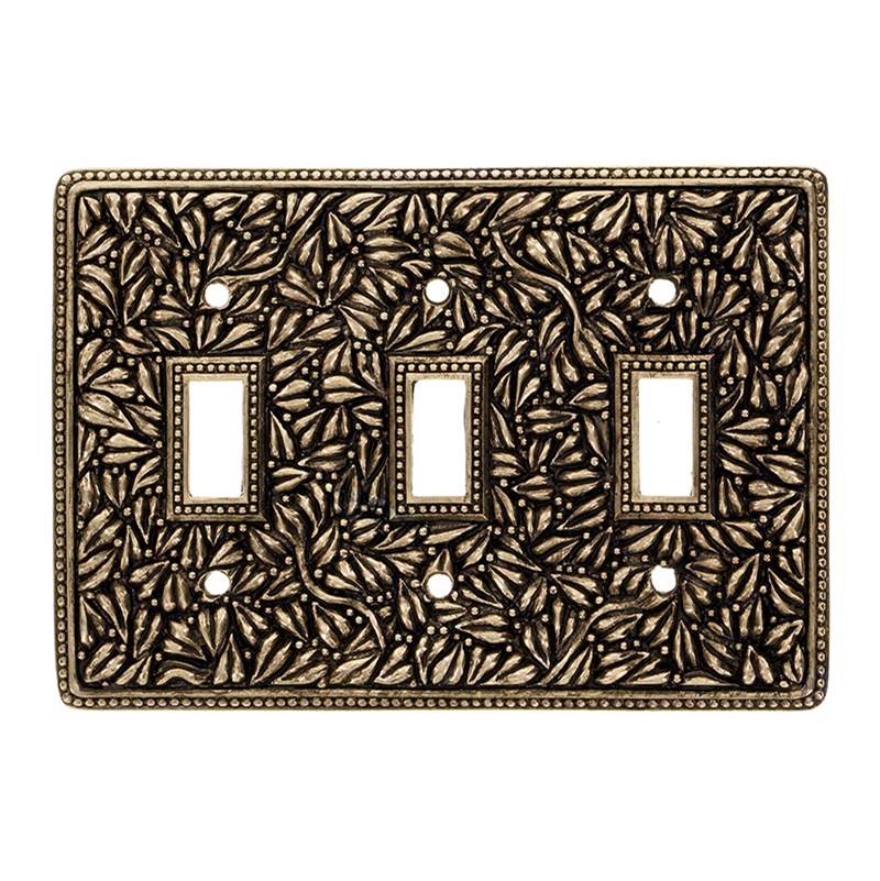 Vicenza Designs San Michele, Wall Plate, Triple Toggle, Antique Gold