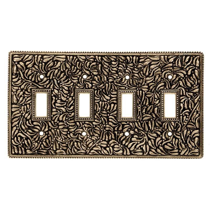 Vicenza Designs San Michele, Wall Plate, Quad Toggle, Antique Gold