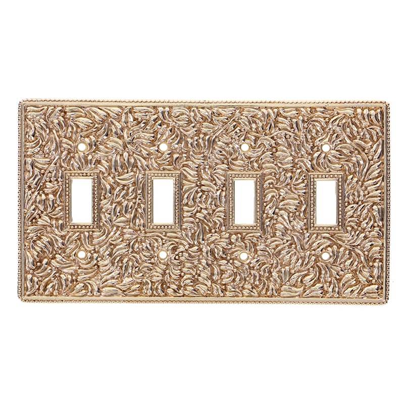 Vicenza Designs San Michele, Wall Plate, Quad Toggle, Polished Gold