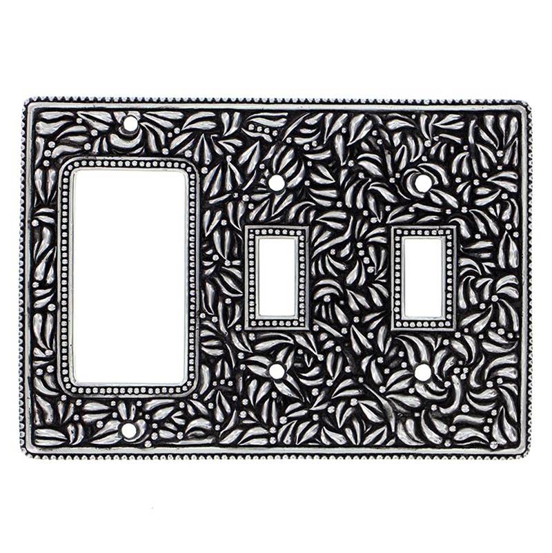 Vicenza Designs San Michele, Wall Plate, Double Toggle/Dimmer, Antique Silver