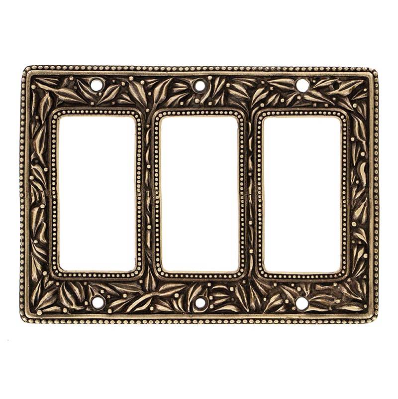 Vicenza Designs San Michele, Wall Plate, Triple Dimmer, Antique Gold