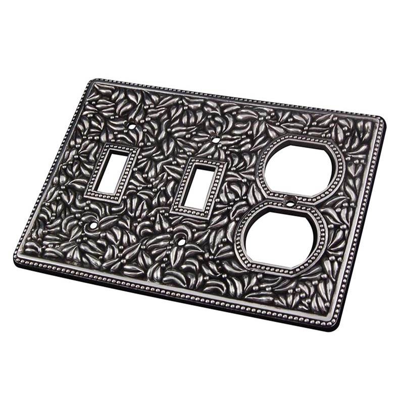 Vicenza Designs San Michele, Wall Plate, Double Toggle/Outlet Antique Silver