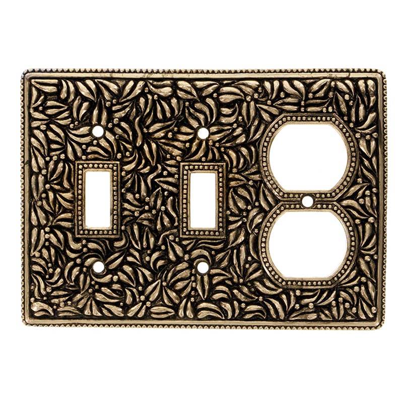 Vicenza Designs San Michele, Wall Plate, Double Toggle/Outlet Antique Gold