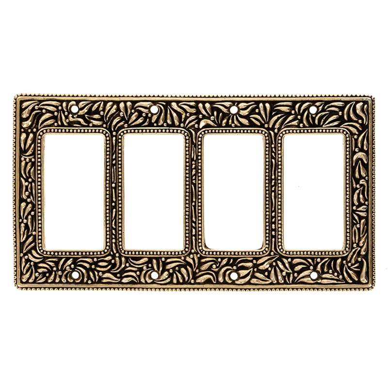 Vicenza Designs San Michele, Wall Plate, Quad Dimmer, Antique Gold