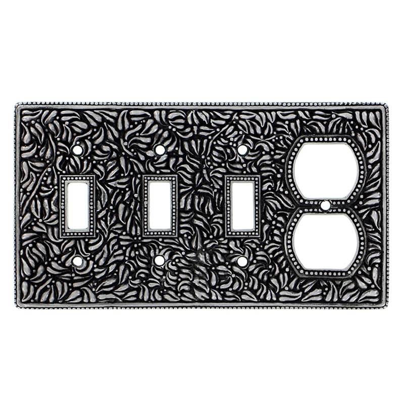 Vicenza Designs San Michele, Wall Plate, Triple Toggle/Outlet, Antique Nickel