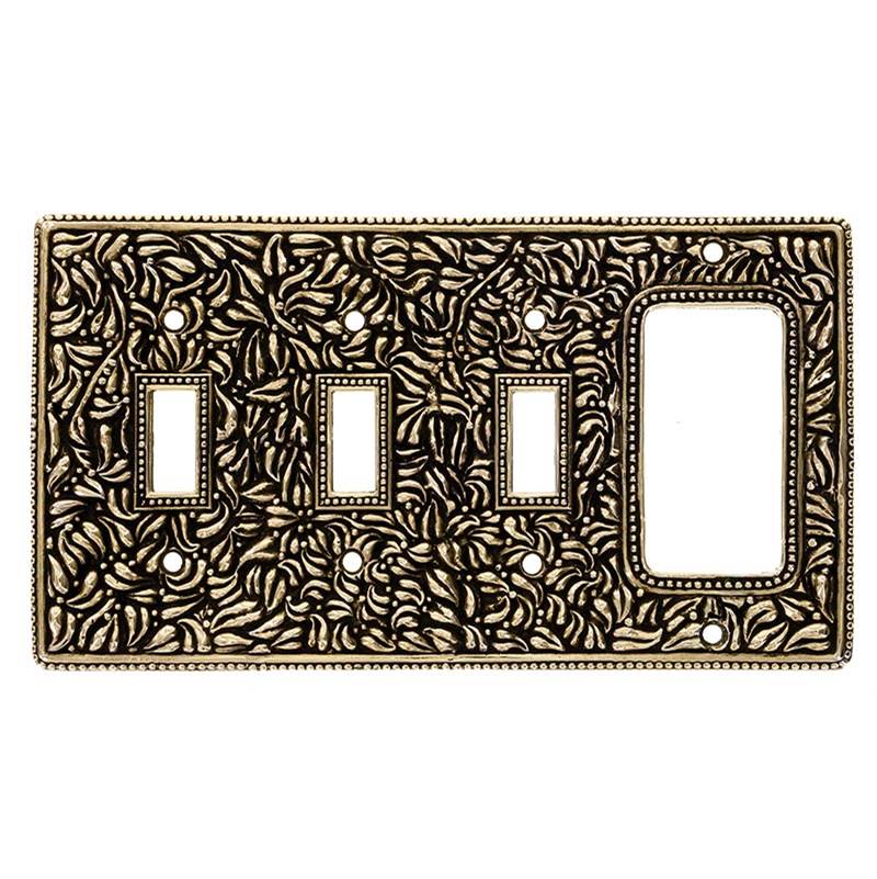 Vicenza Designs San Michele, Wall Plate, Triple Toggle/Dimmer, Antique Gold