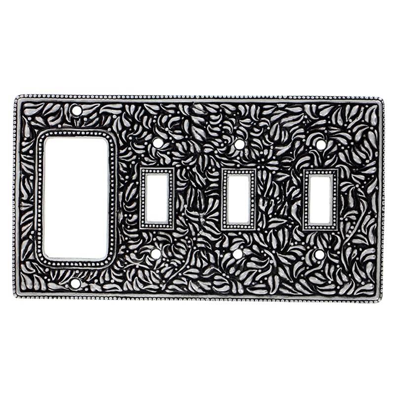 Vicenza Designs San Michele, Wall Plate, Triple Toggle/Dimmer, Antique Nickel