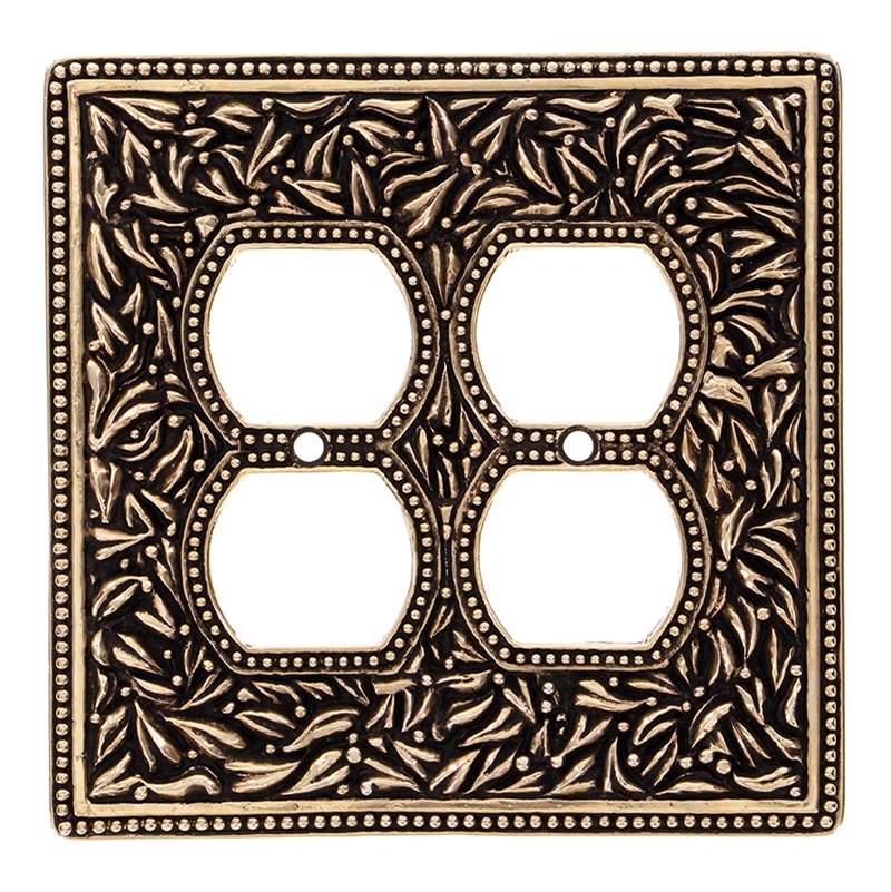 Vicenza Designs San Michele, Wall Plate, Jumbo, Double Outlet, Antique Gold