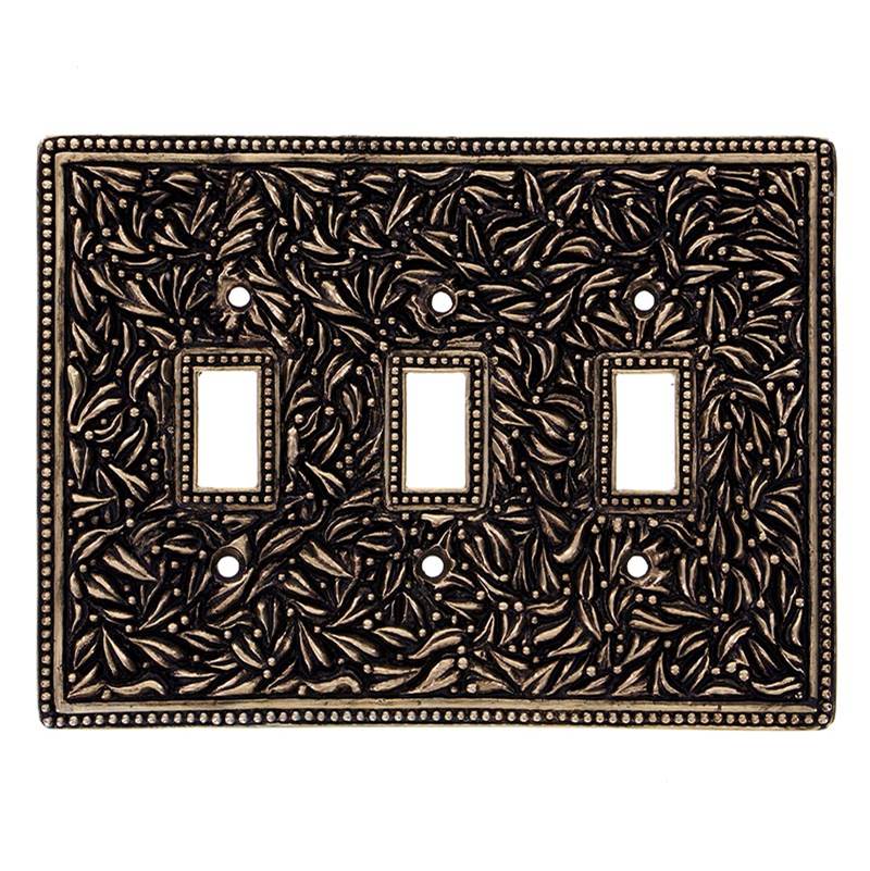 Vicenza Designs San Michele, Wall Plate, Jumbo, Triple Toggle, Antique Gold