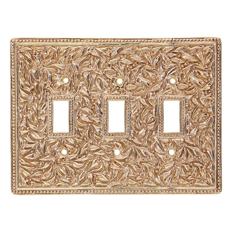 Vicenza Designs San Michele, Wall Plate, Jumbo, Triple Toggle, Polished Gold