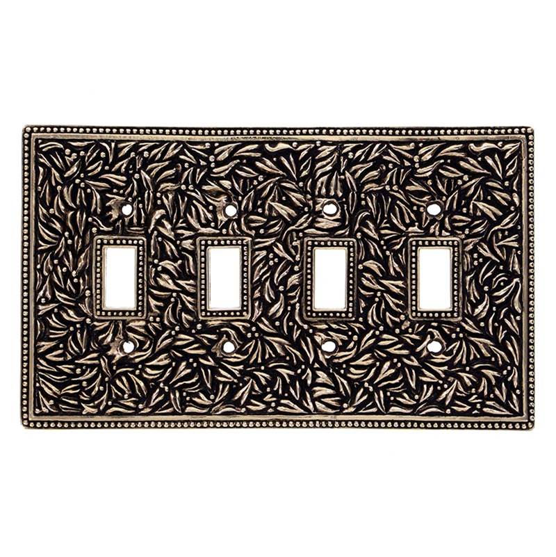 Vicenza Designs San Michele, Wall Plate, Jumbo, Quad Toggle, Antique Gold