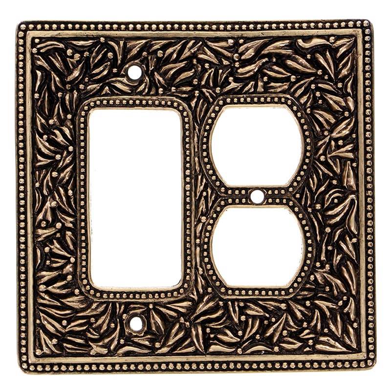 Vicenza Designs San Michele, Wall Plate, Jumbo, Dimmer/Outlet, Antique Gold