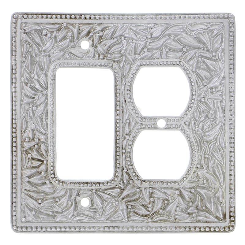 Vicenza Designs San Michele, Wall Plate, Jumbo, Dimmer/Outlet, Satin Nickel