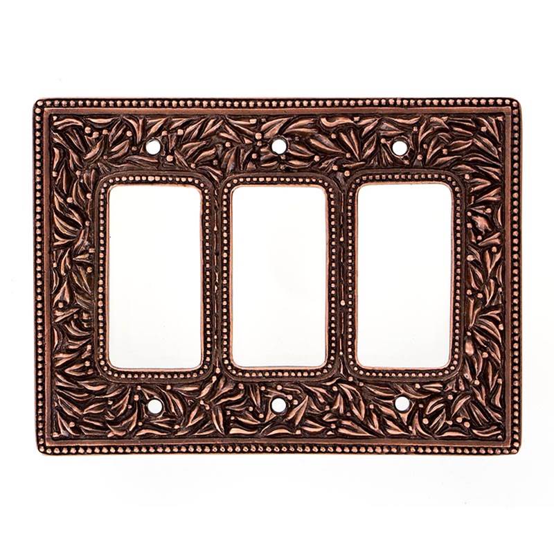 Vicenza Designs San Michele, Wall Plate, Jumbo, Triple Dimmer, Antique Copper