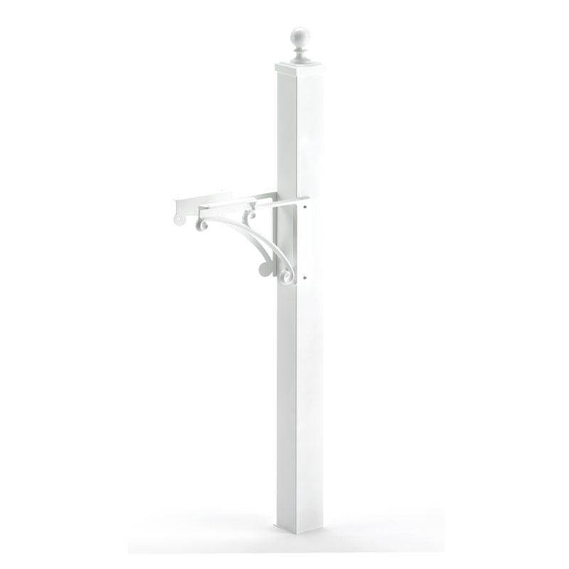 Whitehall Products Deluxe Post and Brackets w/ball finial - White