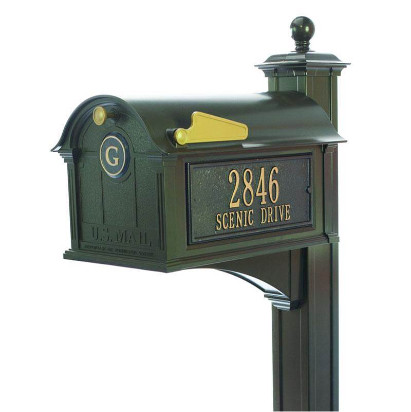 Whitehall Products Balmoral Mailbox Side Plaques, Monogram and Post Package - Bronze