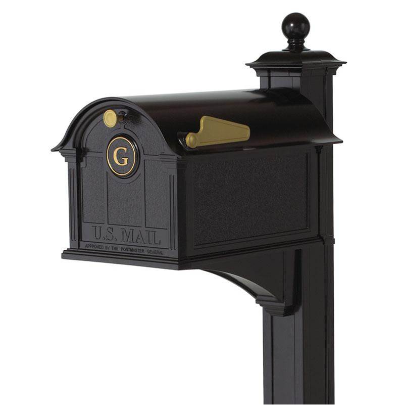 Whitehall Products Balmoral Mailbox Monogram and Post Package- Black