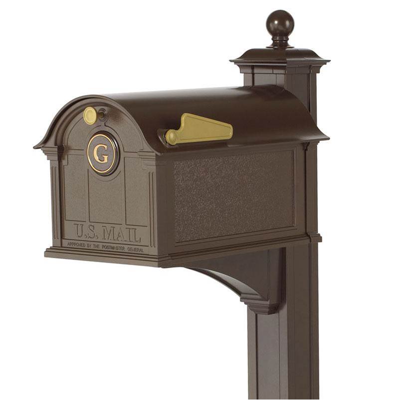Whitehall Products Balmoral Mailbox Monogram and Post Package- Bronze