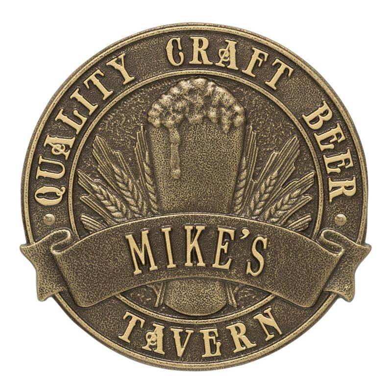 Whitehall Products Quality Craft Beer Tavern Round Plaque, Standard Wall 1-line