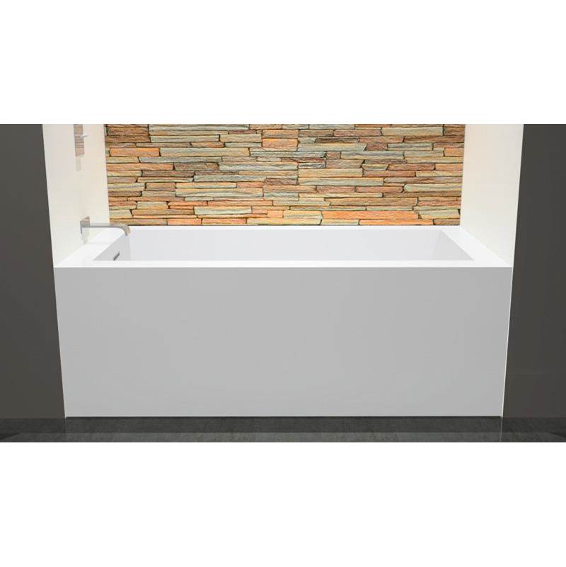 WETSTYLE Cube Bath 60 X 32 X 21 - 3 Walls - R Hand Drain - Built In Nt O/F & Pc Drain - Copper Con - White True High Gloss