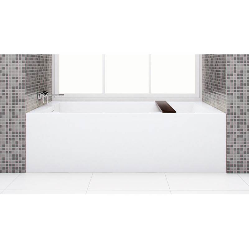 WETSTYLE Cube Bath 66 X 32 X 19.75 - 2 Walls - R Hand Drain - Built In Bn O/F & Drain - White Matt