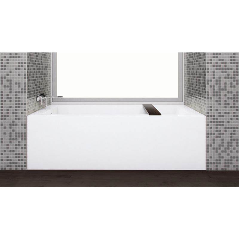 WETSTYLE Cube Bath 60 X 30 X 18 - 2 Walls - R Hand Drain - Built In Mb O/F & Drain - White True High Gloss