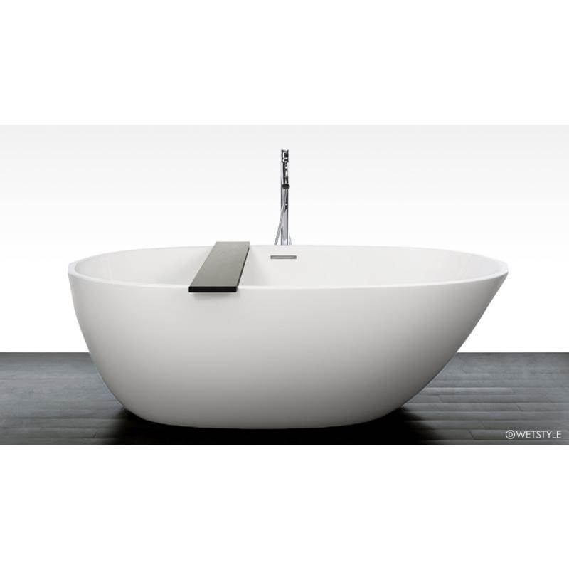 WETSTYLE Be Bath 70 X 38 X 22 - Fs  - Built In Sb O/F & Drain -  Surround Wood Shelf -  Oak Stone Har Grey - White True High Gloss