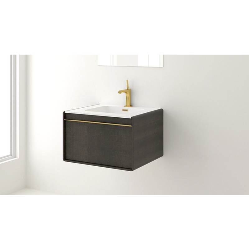 WETSTYLE Deco Vanity Wallmount 48'' - Wl Config Walnut Nat. No Calico And White Matte Lacquer - Satin Brass Metal