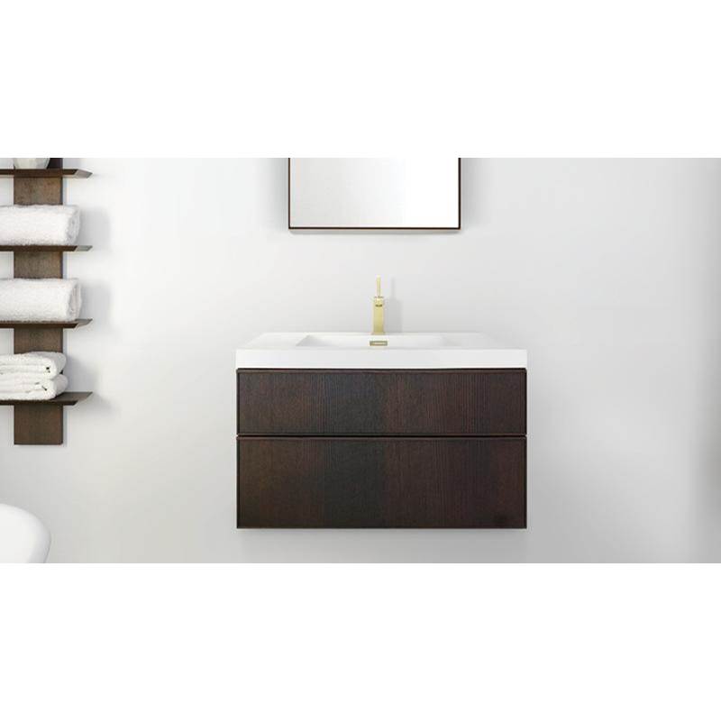 WETSTYLE Furniture Frame Linea Metro Serie - Vanity Wall-Mount 42 X 18 - 2 Drawers, Horse Shoe Drawers - Walnut Chocolate