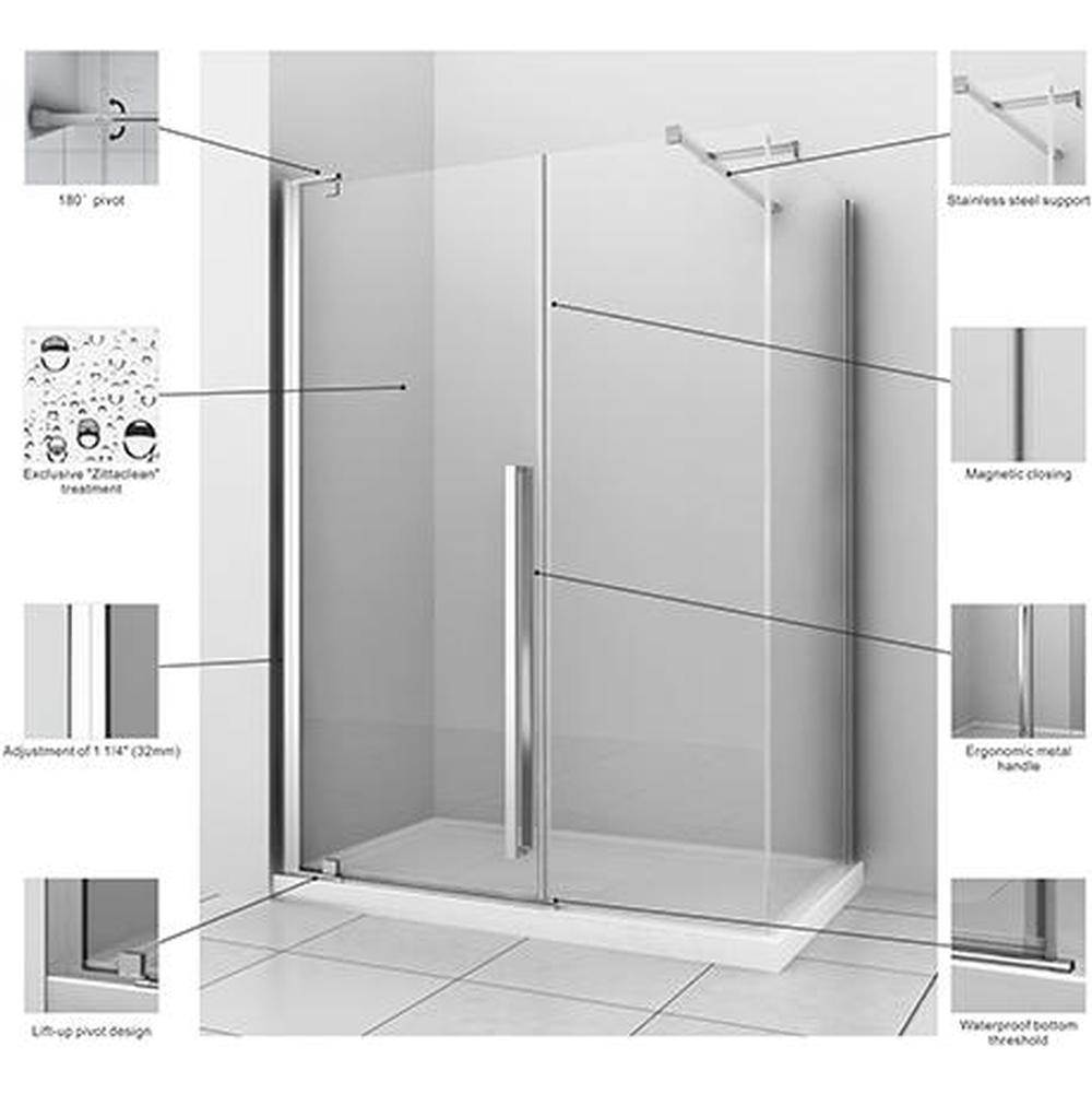 Zitta Amaly 54 Chrome Clear Straight Shower Door