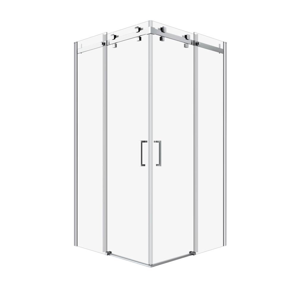 Zitta Piazza 42'' X 42'' Chrome Clear Square Corner Shower Door